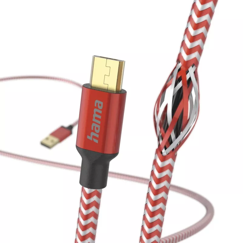 Cabo USB Hama Reflective USB 2.0 1,5 m USB A Micro-USB B vermelho