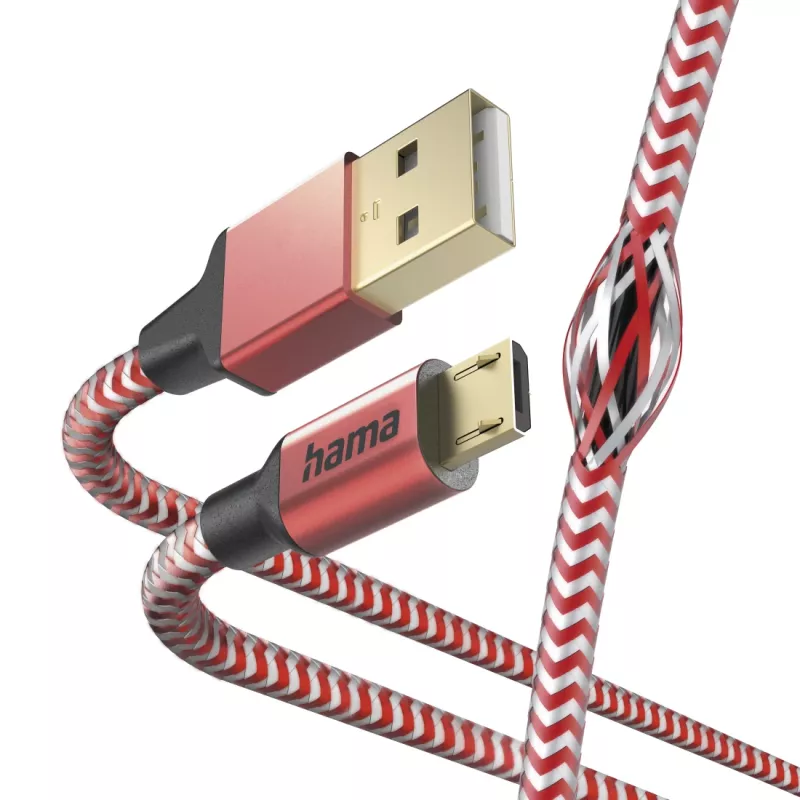 Cabo USB Hama Reflective USB 2.0 1,5 m USB A Micro-USB B vermelho