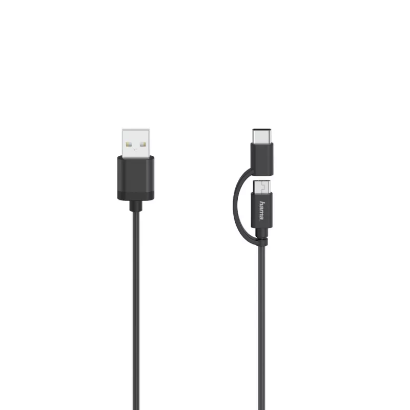 Cabo USB Hama 00200616 USB 2.0 0,75 m USB A USB C/Micro-USB A preto
