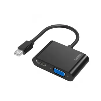Hama 00200330 adaptador de cabo de vídeo Mini DisplayPort HDMI + VGA (D-Sub) preto