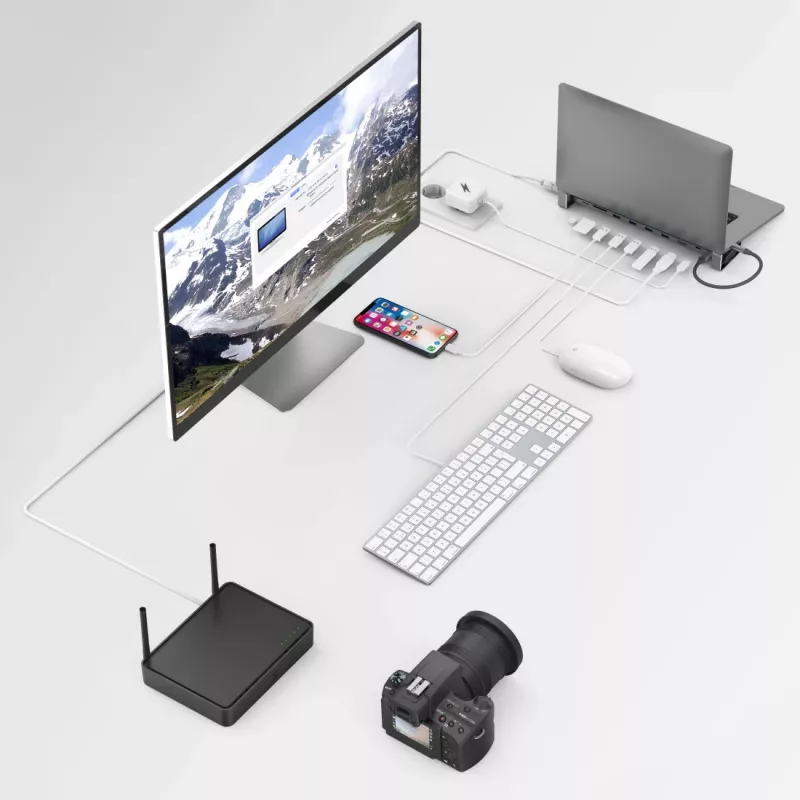 Hama 00200103 estação de acoplamento USB-C 9 em 1, USB 3.2 Gen 1, 4x USB-A, USB-C PD, HDMI, LAN, SD/microSD, cinzenta