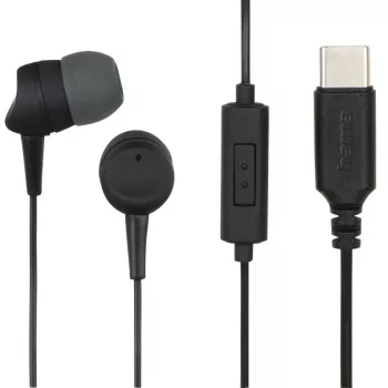 Auscultadores/Headset Hama 00184192 com fios in-ear chamadas/música USB Type-C preto, cinzento escuro