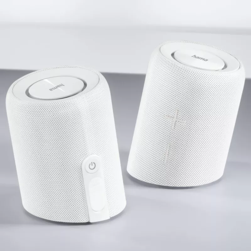 Coluna portátil Hama Twin 3.0 estéreo branca 30 W
