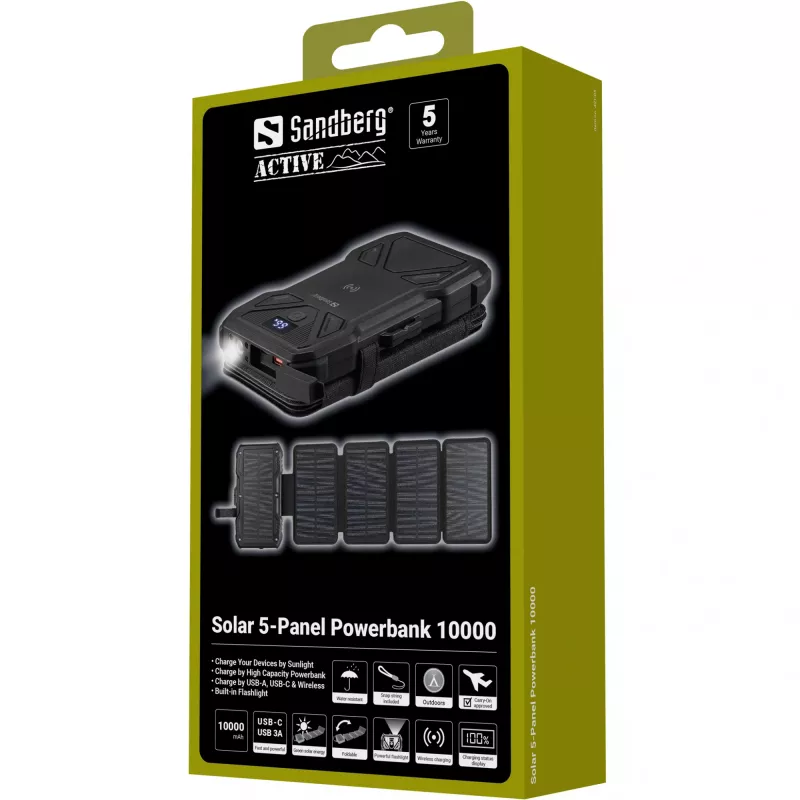 Powerbank portátil Sandberg Solar 5-Panel 10000 mAh