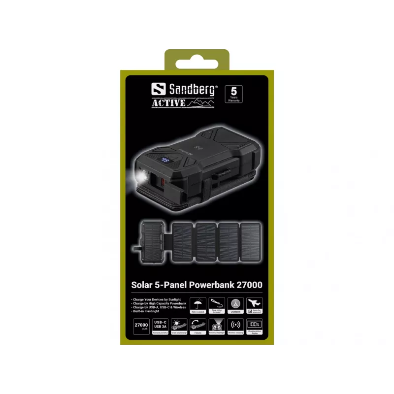 Powerbank portátil Sandberg Solar 5-Panel 27000 mAh