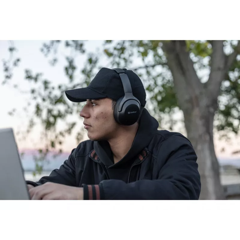 Headset sem fios Sandberg Wireless Travel ANC+ENC, sem fios, chamadas/música, 228 g, headset, preto