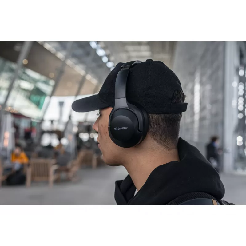 Headset sem fios Sandberg Wireless Travel ANC+ENC, sem fios, chamadas/música, 228 g, headset, preto
