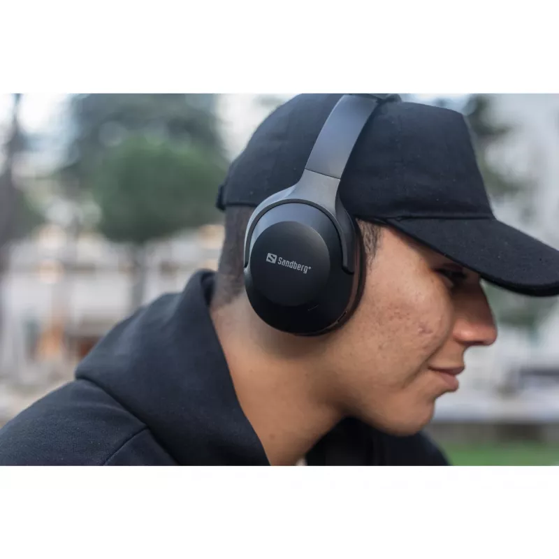 Headset sem fios Sandberg Wireless Travel ANC+ENC, sem fios, chamadas/música, 228 g, headset, preto