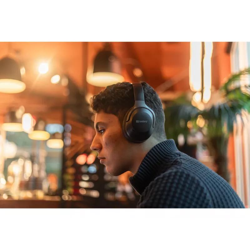Headset sem fios Sandberg Wireless Travel ANC+ENC, sem fios, chamadas/música, 228 g, headset, preto