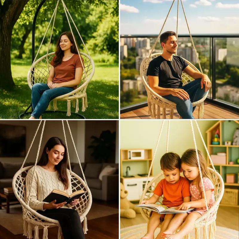 Cadeira suspensa Koala Hammock BLACK FOREST 80x60 cm Ecru – tecido perfurado