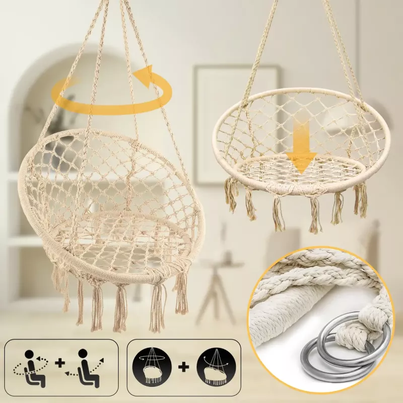 Cadeira suspensa Koala Hammock BLACK FOREST 80x60 cm Ecru – tecido perfurado