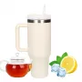 Copo térmico Extralink Black Forest 1200 ml bege — copo térmico com palhinha e asa