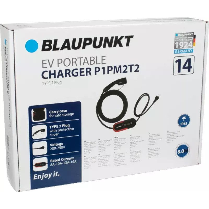 Estação de carregamento de chão Blaupunkt P1PM2T2 preta em plástico 3700W cabo de 8m