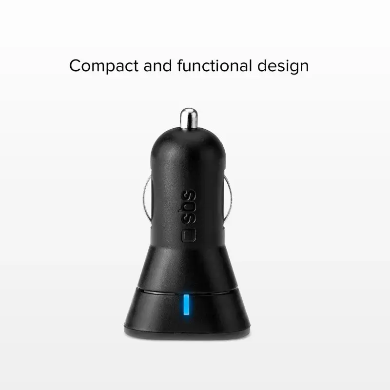 Carregador de automóvel SBS Mobile TECR2USB24AFAST — carregador USB para automóvel, alimentação por isqueiro, universal, preto