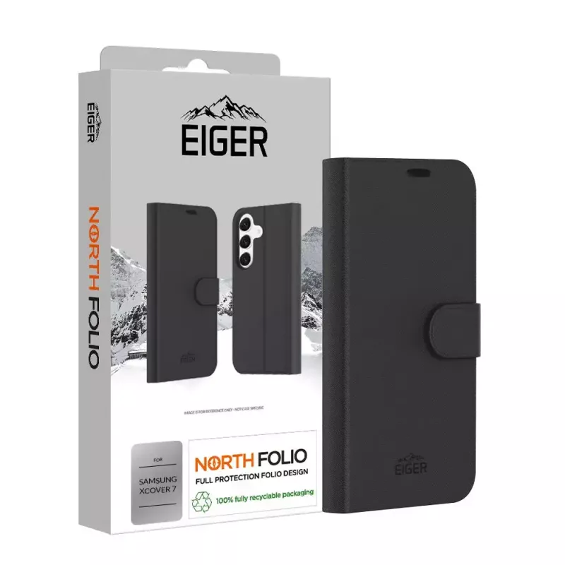 Capa com carteira EIGER EGCA00591 para Samsung Galaxy Xcover7 16,8 cm preta