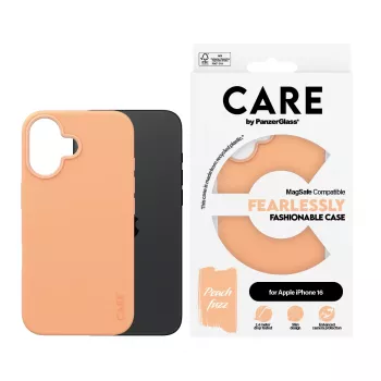 Capa PanzerGlass CARE by ® capa moderna Peachy c/ MagSafe iPhone 16 transparente