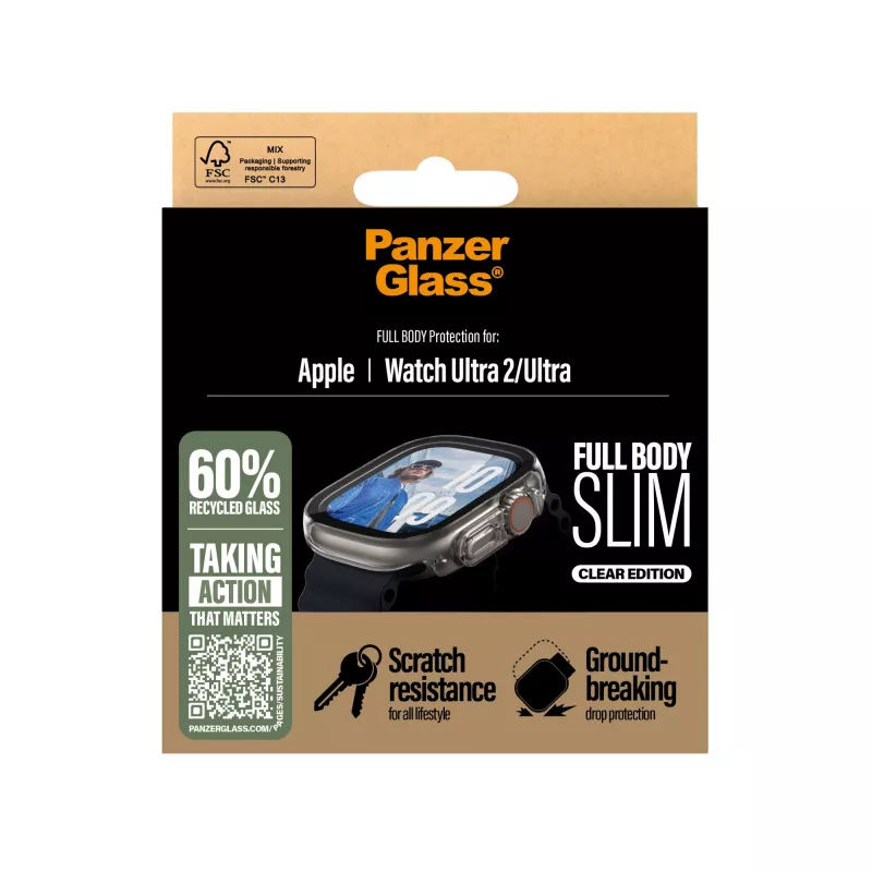 Capa PanzerGlass® Case Full Body fina transparente Apple Watch Ultra 3 | Ultra 2 | Ultra | 49 mm