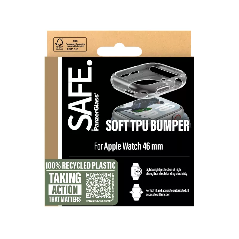 Bumper TPU PanzerGlass SAFE. by ® transparente Apple Watch Series 11 | 10 | 46 mm