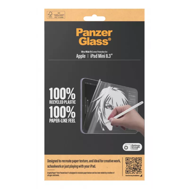 Película de proteção de ecrã PanzerGlass ® GraphicPaper® iPad Mini 8.3'' (2021, 2024) | Ultra-Wide Fit