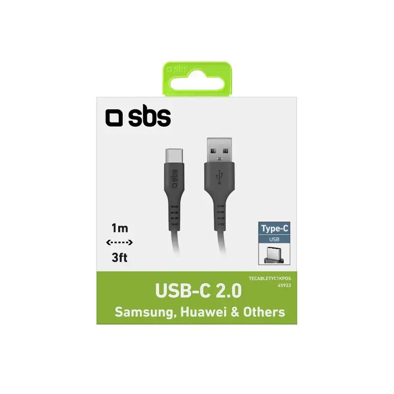 Cabo USB SBS Mobile TECABLETYC1KPOS — USB A para USB C, USB 2.0, 1 m, preto