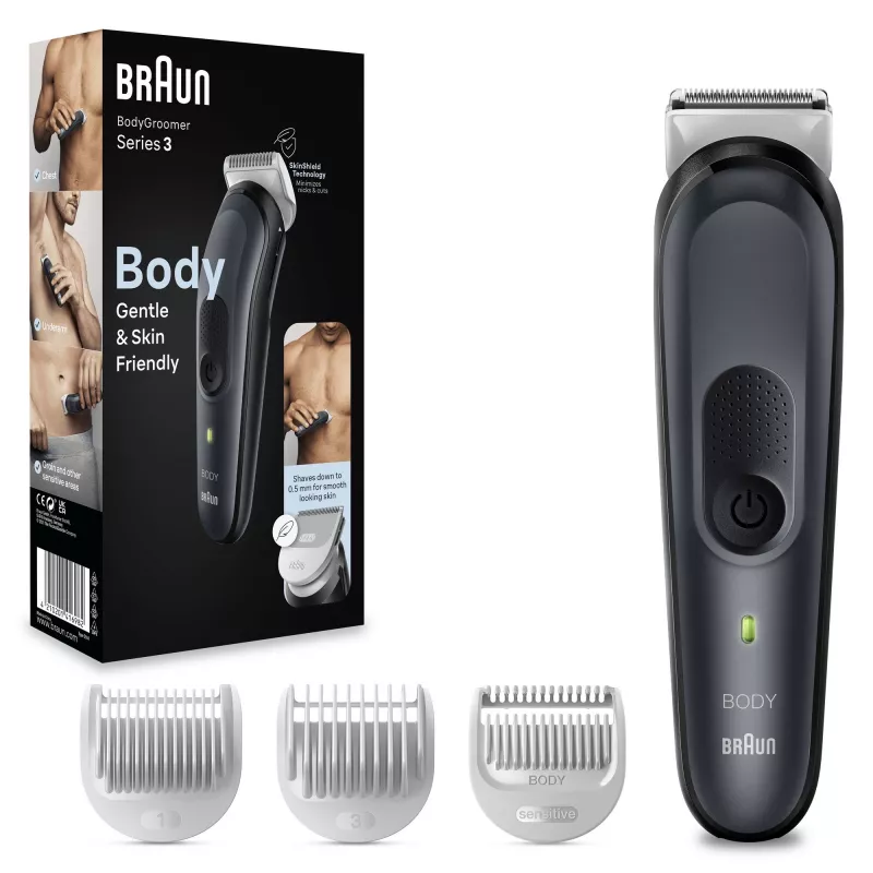 Aparador de corpo Braun BG3340 preto cinzento indicadores LED carregamento