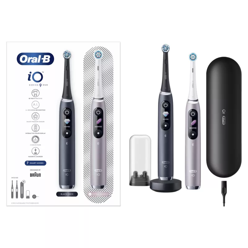 Escova de dentes rotativa-oscilante Oral-B iO 80363731 preto prateado adulto cuidados gengivas sensível branqueamento