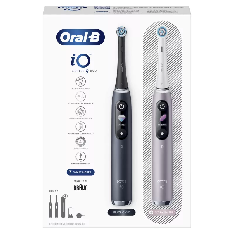 Escova de dentes rotativa-oscilante Oral-B iO 80363731 preto prateado adulto cuidados gengivas sensível branqueamento