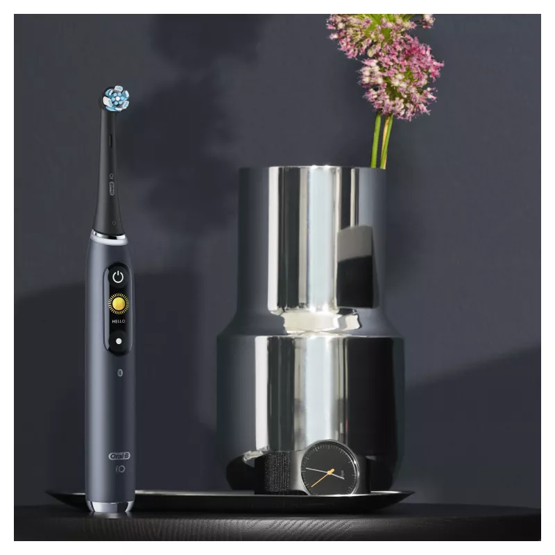 Escova de dentes rotativa-oscilante Oral-B iO 80363731 preto prateado adulto cuidados gengivas sensível branqueamento