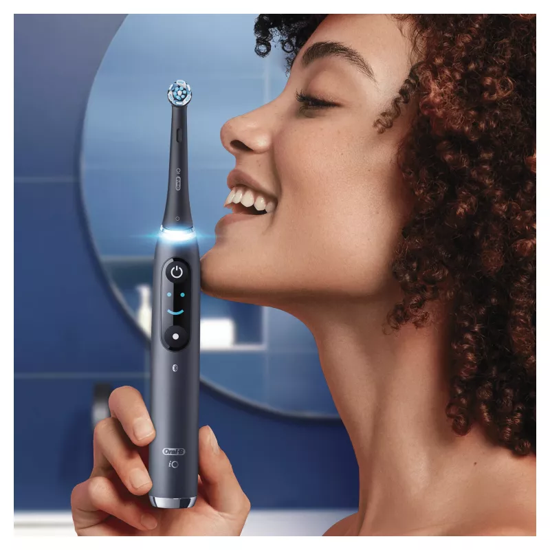 Escova de dentes rotativa-oscilante Oral-B iO 80363731 preto prateado adulto cuidados gengivas sensível branqueamento