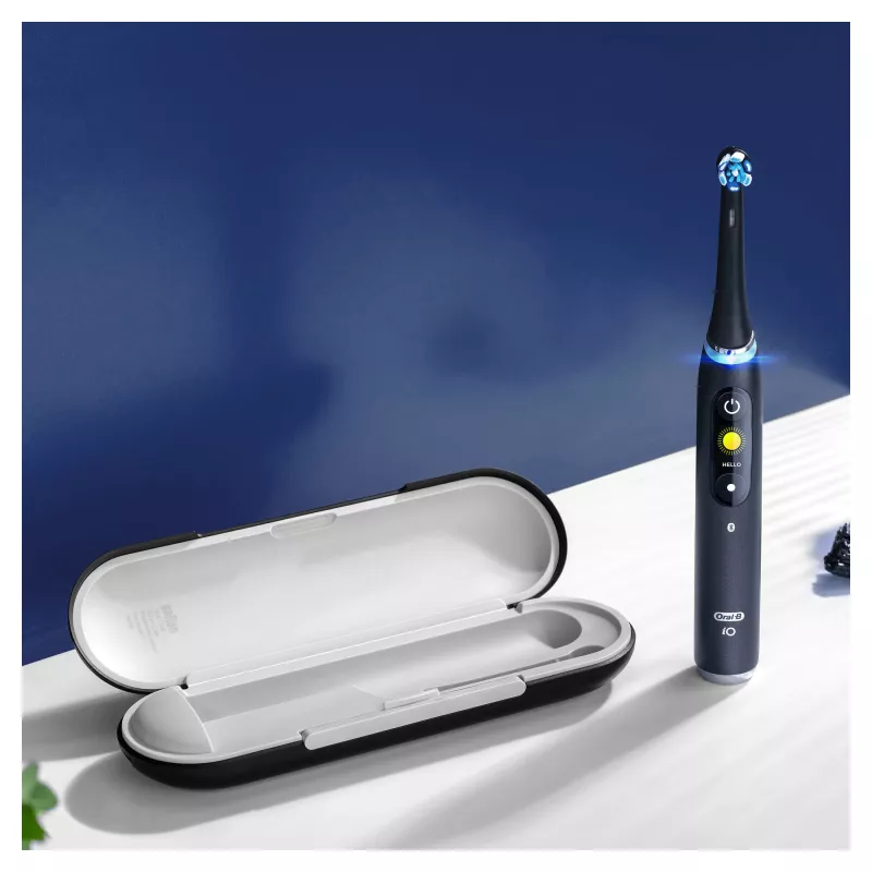 Escova de dentes rotativa-oscilante Oral-B iO 80363731 preto prateado adulto cuidados gengivas sensível branqueamento