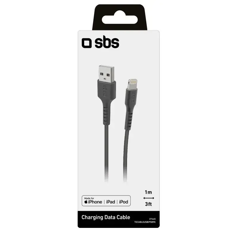Cabo Lightning para USB-A SBS Mobile TECABLEUSBIP589K – 1 m, USB 2.0, preto