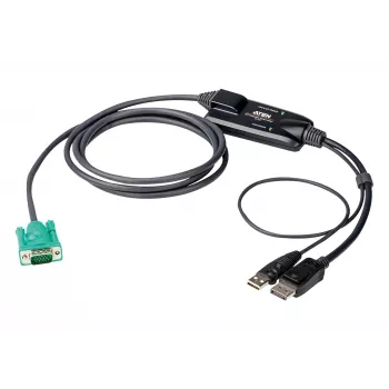 Conversor de consola DisplayPort ATEN, 1,8 m, USB, DisplayPort, preto, USB Type A + DisplayPort, SPHD-15