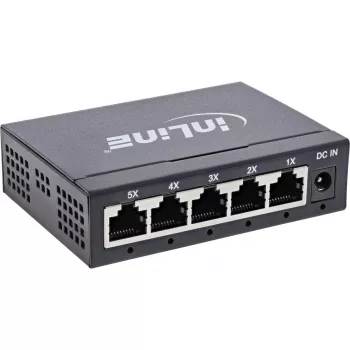 Switch de rede Gigabit InLine 5 portas, 1 Gb/s, desktop, caixa metálica, sem ventoinha