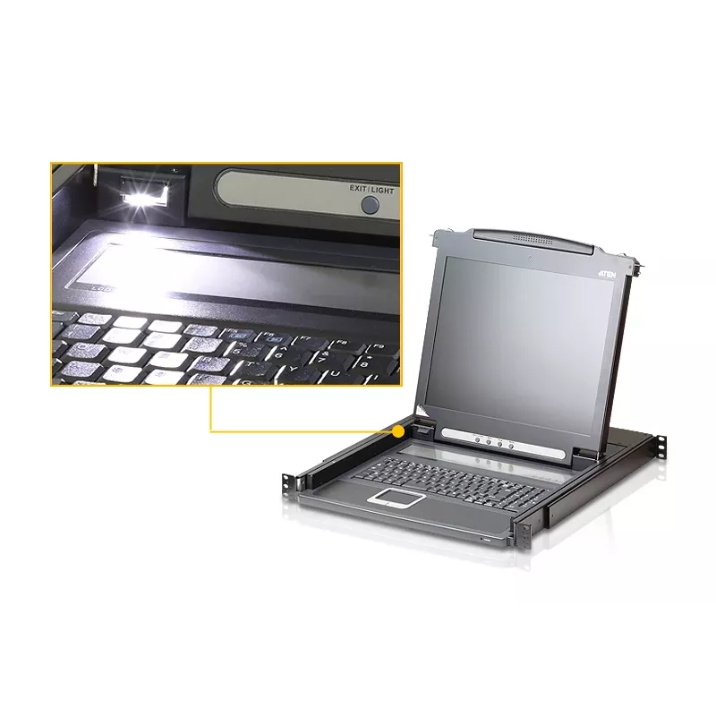 Consola de rack ATEN CL1000M-ATA-GG 43,2 cm (17 polegadas) preta 1U