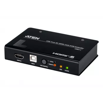 Extensor KVM AV ATEN CE801 — USB True 4K HDMI sobre Cat6 (4K @ 70 m / FHD @ 100 m), HDMI e USB Type-A, preto