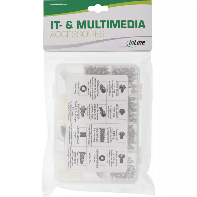 Conjunto de parafusos para PC/servidor InLine em estojo com 550 unid. no total
