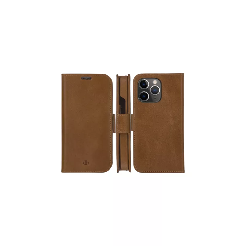 dbramante1928 Lynge LY61GT001181 capa flip para Apple iPhone 12/12 Pro, em pele granulada, castanho-claro