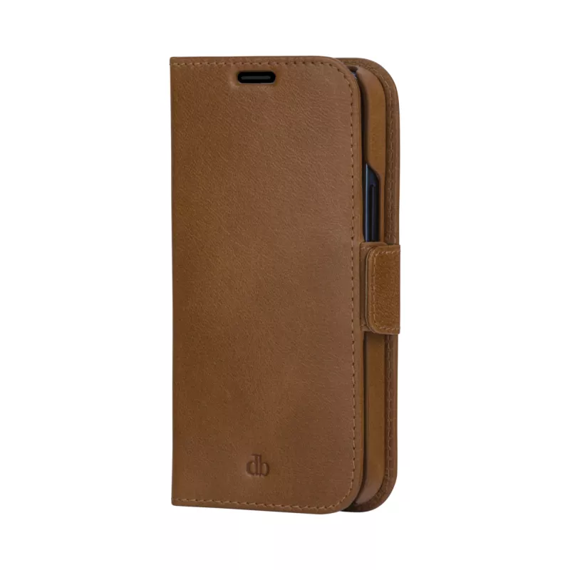 dbramante1928 Lynge LY61GT001181 capa flip para Apple iPhone 12/12 Pro, em pele granulada, castanho-claro
