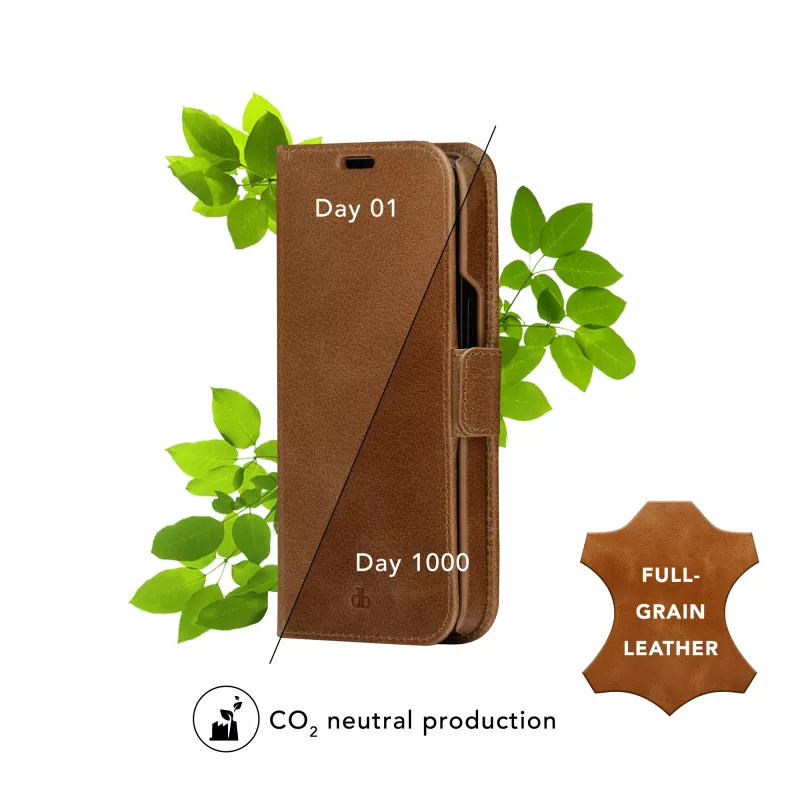 dbramante1928 Lynge LY61GT001181 capa flip para Apple iPhone 12/12 Pro, em pele granulada, castanho-claro