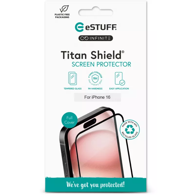 eSTUFF INFINITE iPhone 17 Air Proteção de ecrã de superfície total Resistente a riscos e choques Vidro temperado