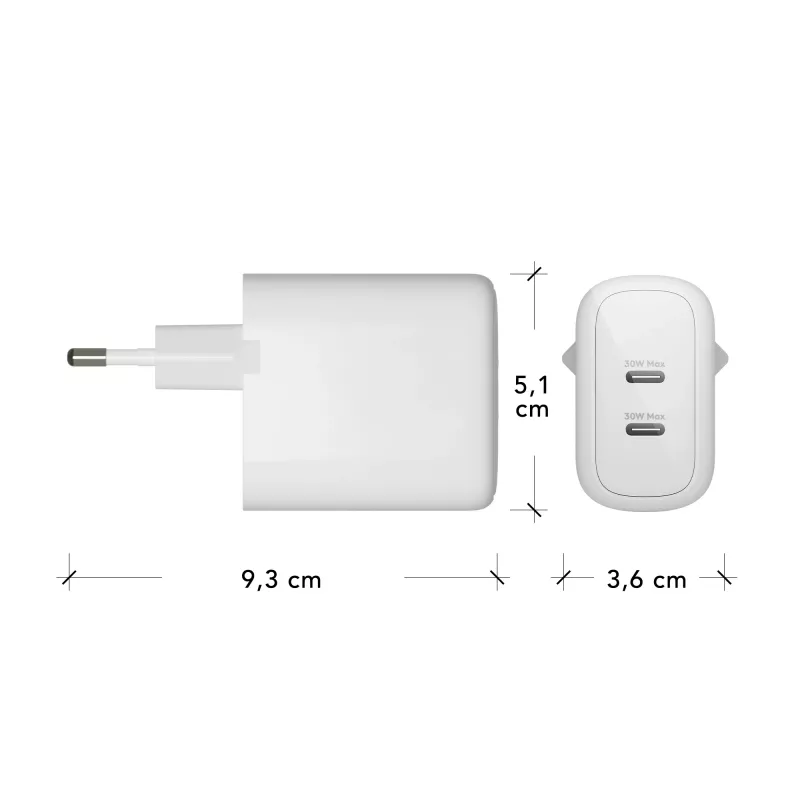 dbramante1928 re-charge Pro – carregador de parede UE – 2x USB-C 30W – W