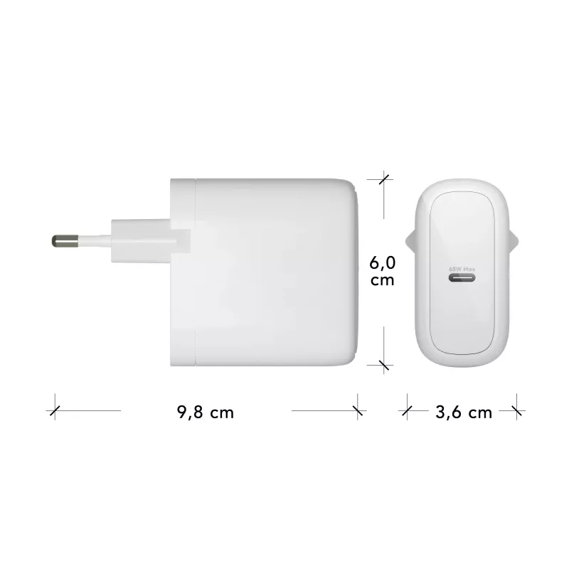 dbramante1928 re-charge Pro - carregador de parede UE USB-C 65 W - W, interior, AC, branco