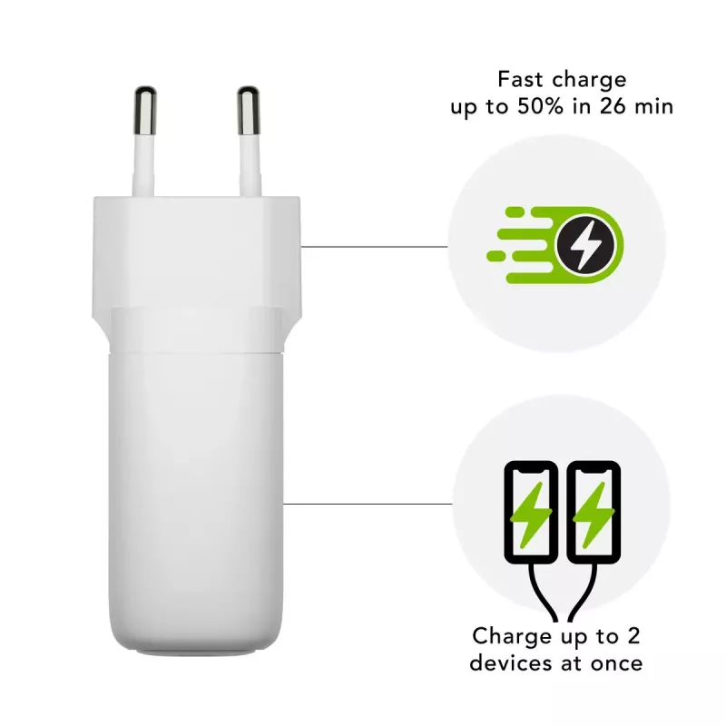 dbramante1928 re-charge Pro CI65EUWH7100 carregador de parede, 65 W, USB-C + USB-A 18 W, UE, branco