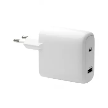 Carregador d bramante re-charge Pro UE – interior AC 110–240 V, USB‑C 65 W + USB‑A 18 W, branco