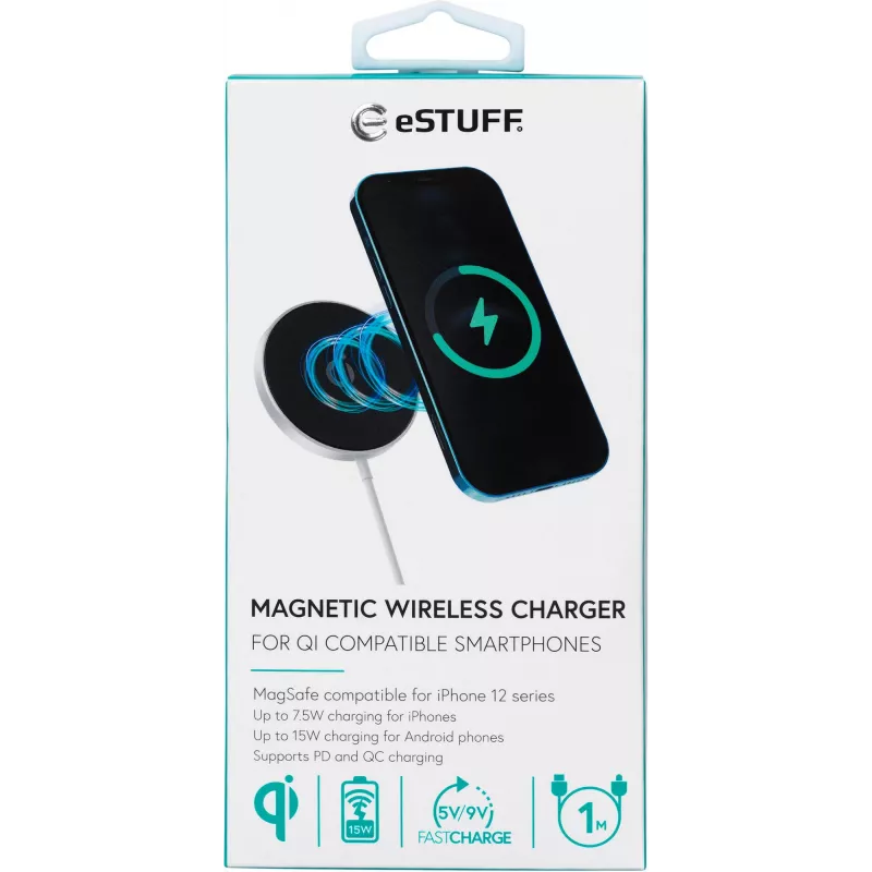 Carregador móvel eSTUFF ES638100 smartphone alumínio AC carregamento sem fios carregamento rápido interior