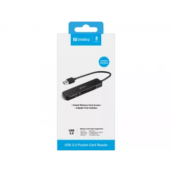 Leitor de cartões Sandberg USB 3.0 Pocket Card Reader