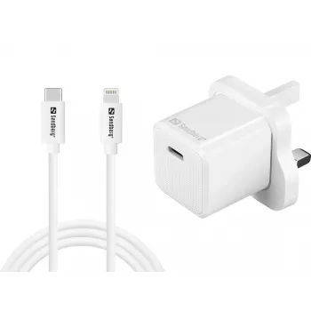 Carregador USB-C SANDBERG 441-64 20W ficha UK – carregamento rápido com USB Power Delivery