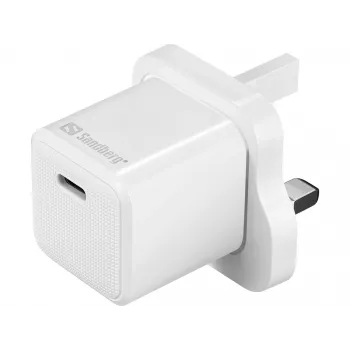 Carregador USB-C SANDBERG 441-64 20W ficha UK – carregamento rápido com USB Power Delivery