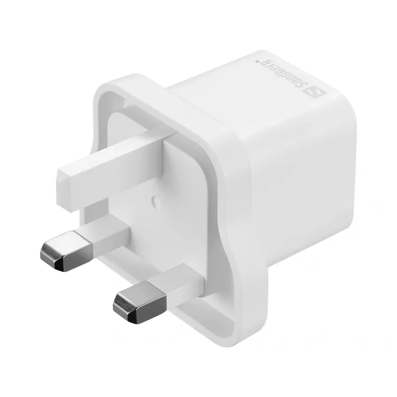 Carregador USB-C SANDBERG 441-64 20W ficha UK – carregamento rápido com USB Power Delivery