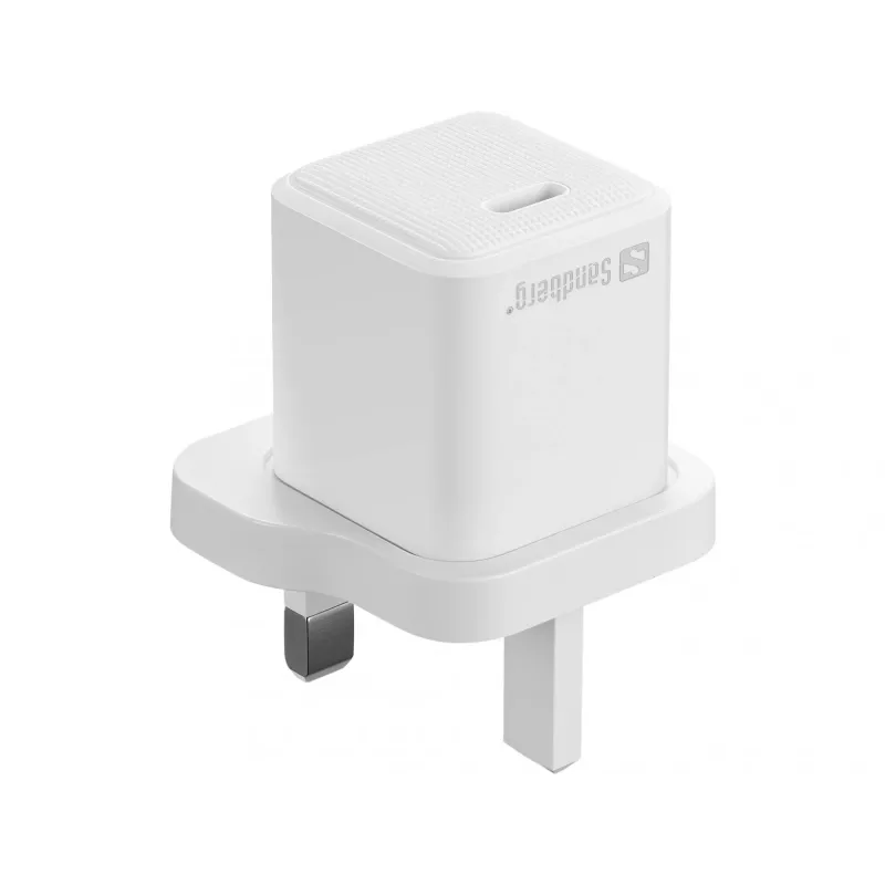 Carregador USB-C SANDBERG 441-64 20W ficha UK – carregamento rápido com USB Power Delivery